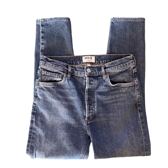 AGOLDE Nico Skinny Straight High Rise Medium Blue Cropped Ankle Jean Size 28. - Picture 4 of 9
